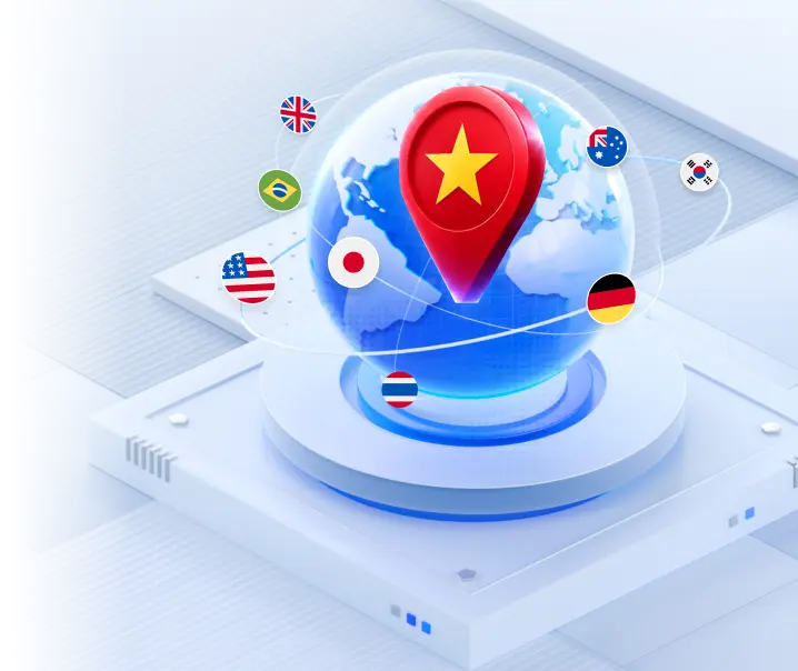 Mạng lưới proxy toàn cầu với vị trí Việt Nam ở trung tâm